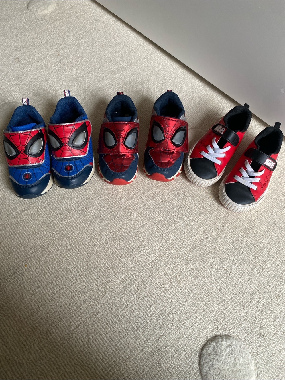 Marvel Kids Spider-Man Red & Blue Slip-On Sneakers (Set of 3)